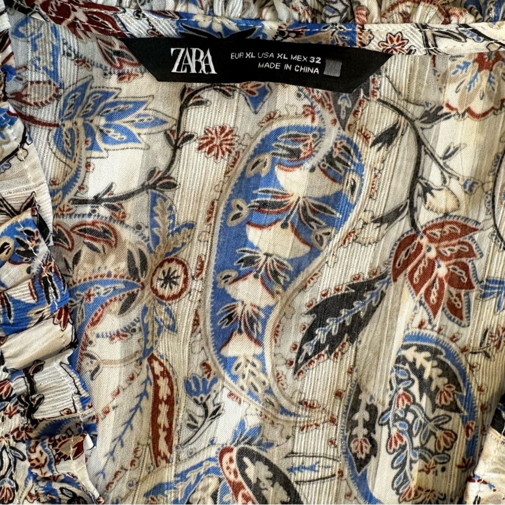 Zara Long Sleeve Paisley Floral Boho Dress - Picture 6 of 7